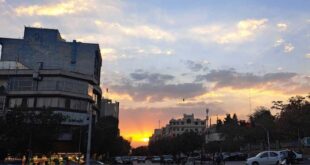 غروب آفتاب در چهارراه فاطمی