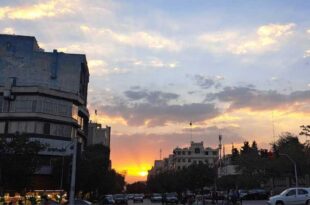 غروب آفتاب در چهارراه فاطمی